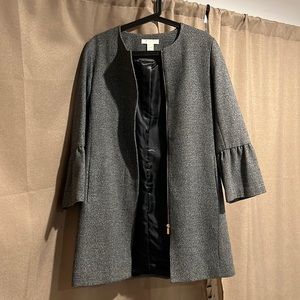 Grey Coat with ruffle bell sleeve H&M
